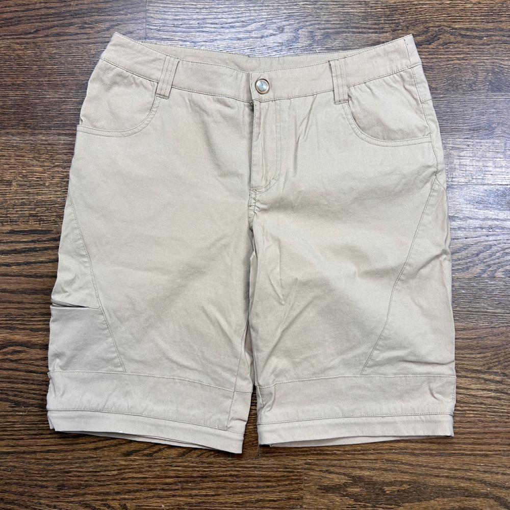 Athleta Hiking Shorts Womens 6 Tan Khaki Nylon Spandex Stretch Outdoor